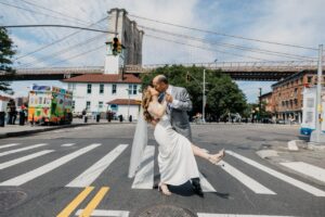 Bride and groom during their wedding photo session in Brooklyn.