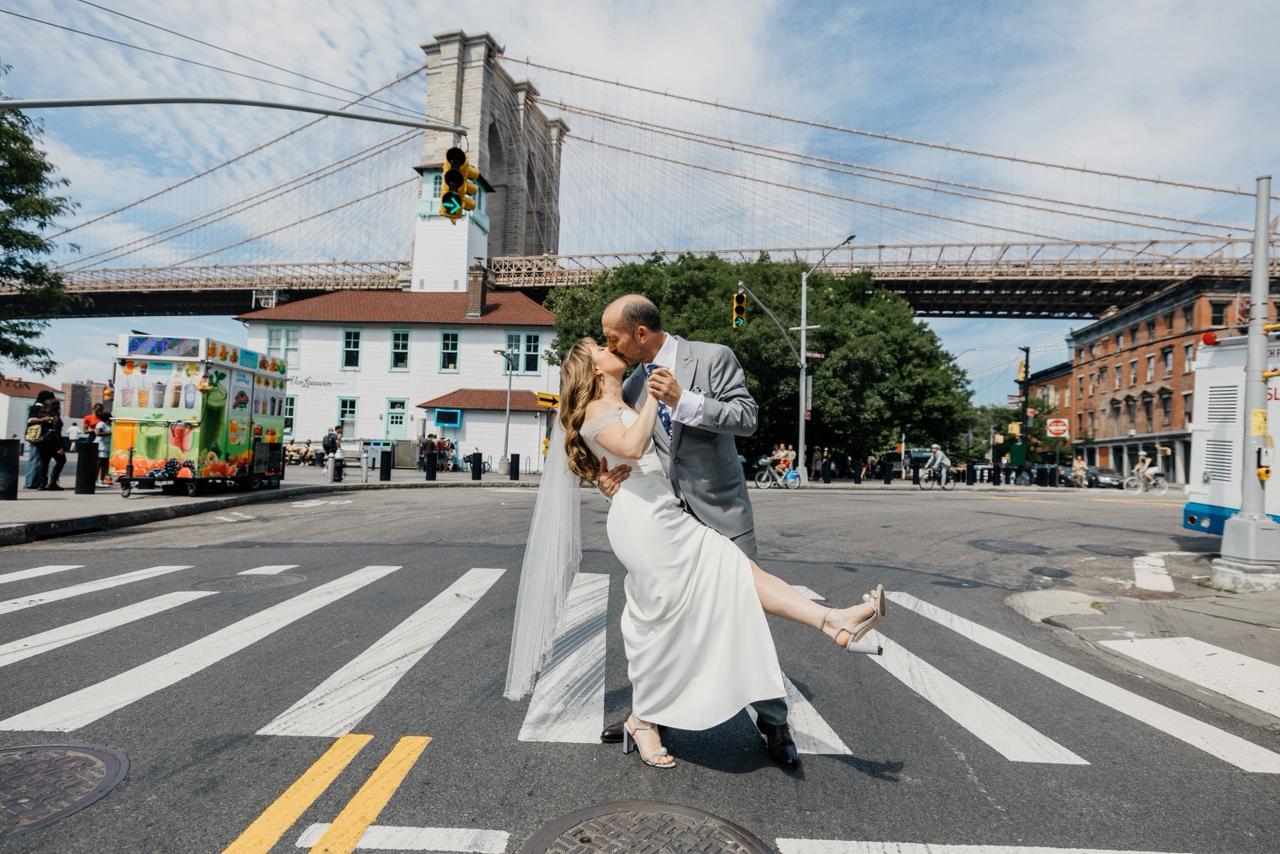 Bride and groom during their wedding photo session in Brooklyn.